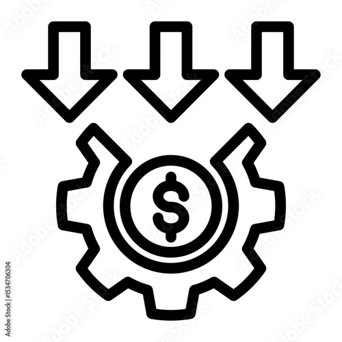 Budget Optimization Icon - Smart Spending Strategy (Outline Style)