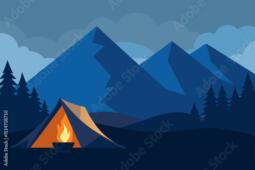 camping in the mountains vector