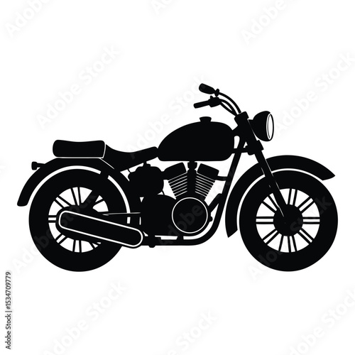 A bold vintage motorcycle silhouette with classic curves, retro handlebars, and spoked wheels—evoking the spirit of freedom, speed, and timeless adventure on the open road.
