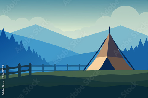 tent-beside-a-rustic-wooden-fence-on-the-edge-of-a
