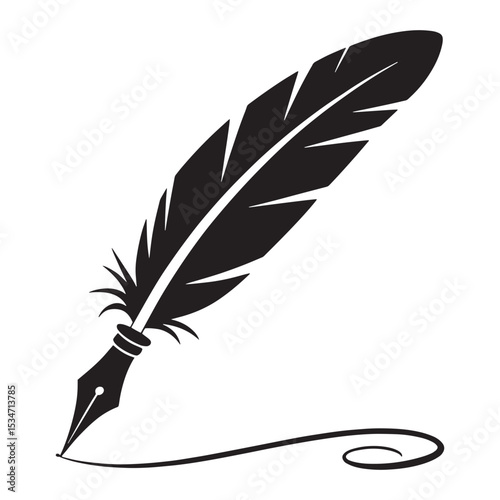 Inkwell's Flight: An elegant quill pen poised against the canvas, ready to embark on a journey of creativity, each stroke imbued with potential and the birth of ideas.