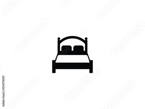 Bed icon in flat style hotel symbol Royalty. Baby Room Sleep Bed Stock Vectors and Vector Art .  Bed Stock Illustrations. Bed Vector Images .