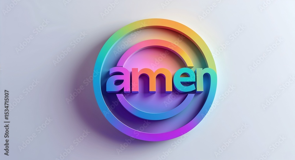 Fototapeta premium amen text digital graphic 3d text contrast circular gradient design on plain white background