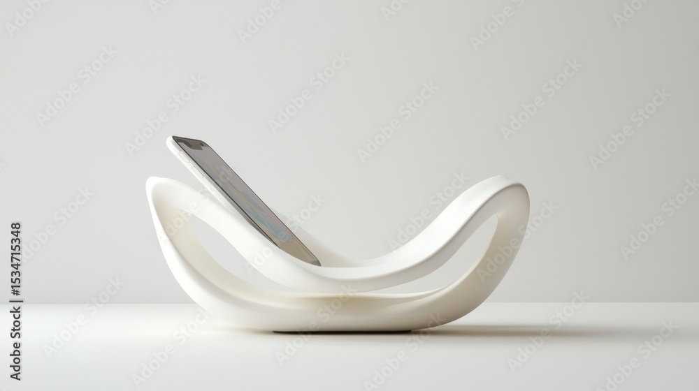 3D render of a charging dock with sculptural design on white background 3D render of a charging dock with sculptural design on white background