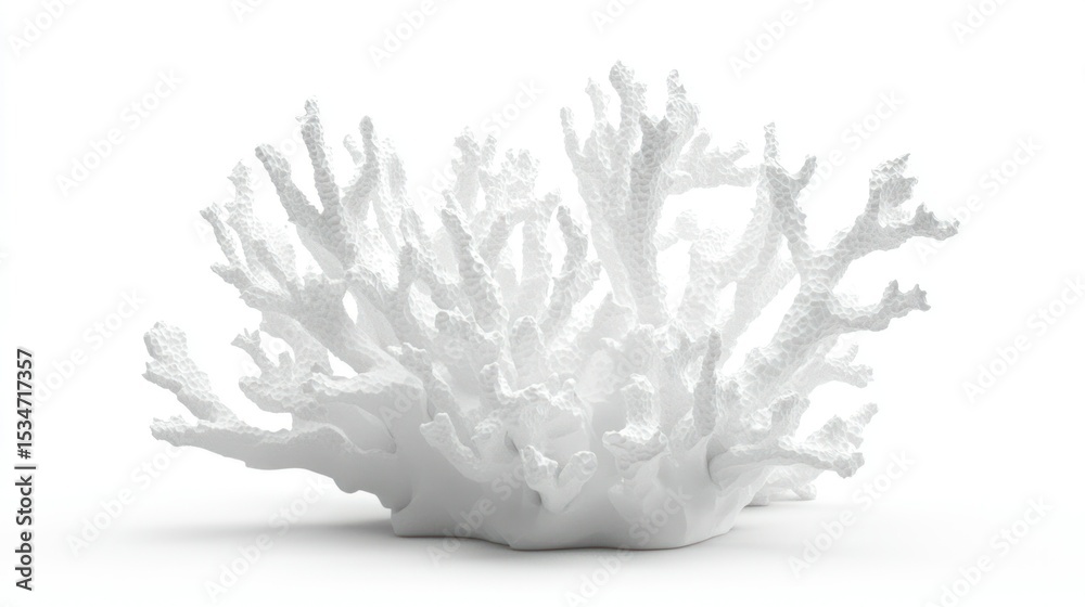 Naklejka premium 3D render of a faux coral sculpture in white on white background