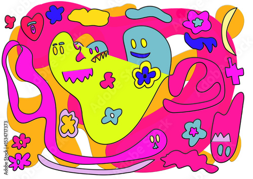 Hand drawing illustration ugly doodle photo