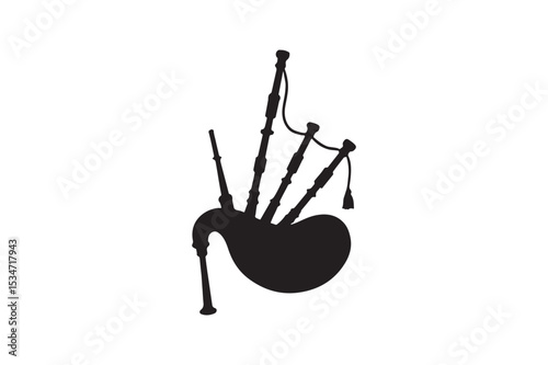 scottish pipes silhouette vector art illustration on white background