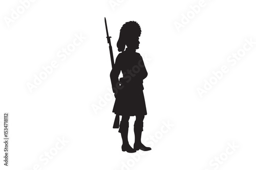 scottish soldier silhouette vector art illustration on white background