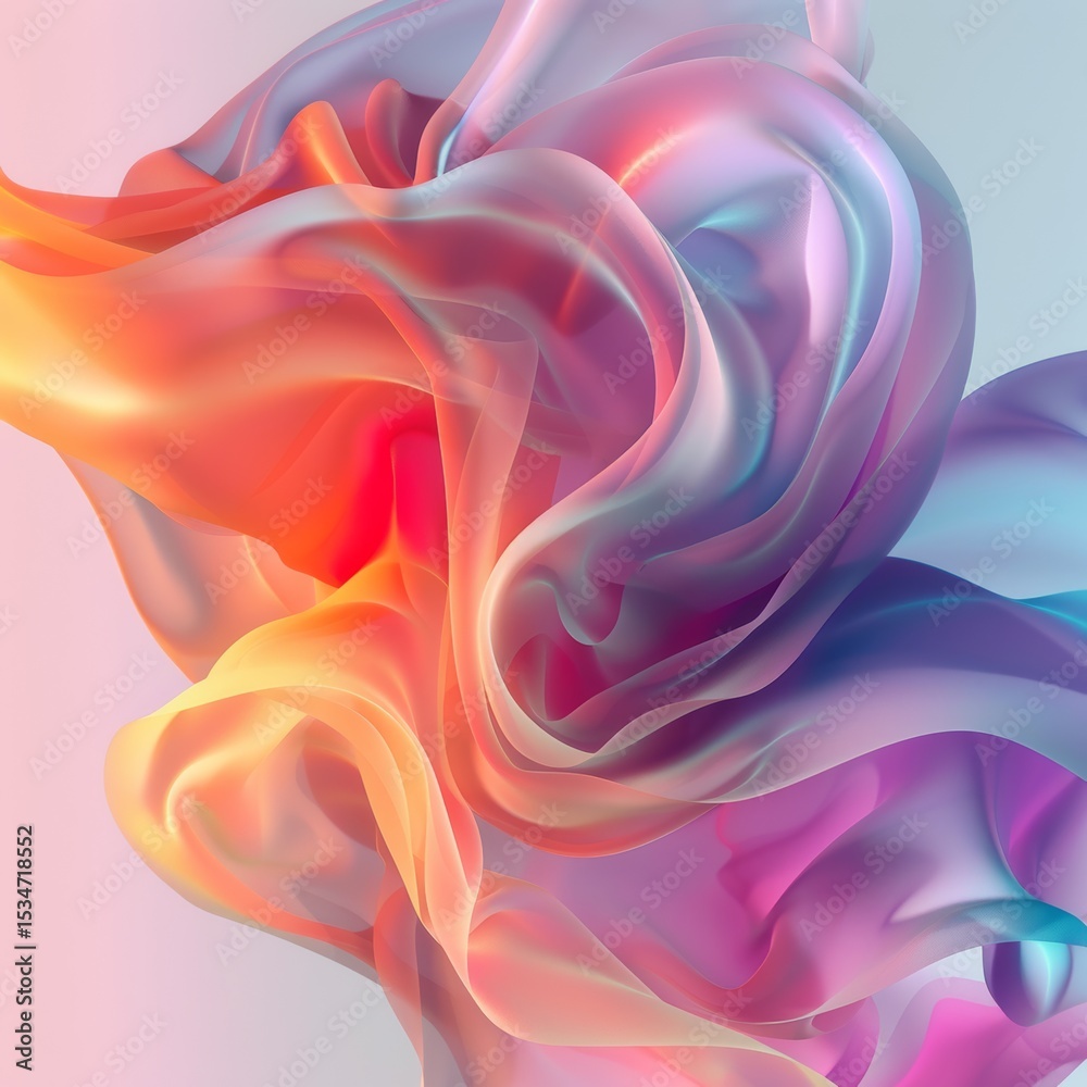 Fototapeta premium Colorful abstract fabric swirling in vibrant hues creating a dynamic flow of color against a soft background