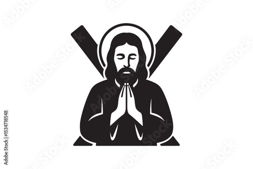 st andrew prayer icon silhouette vector art illustration on white background