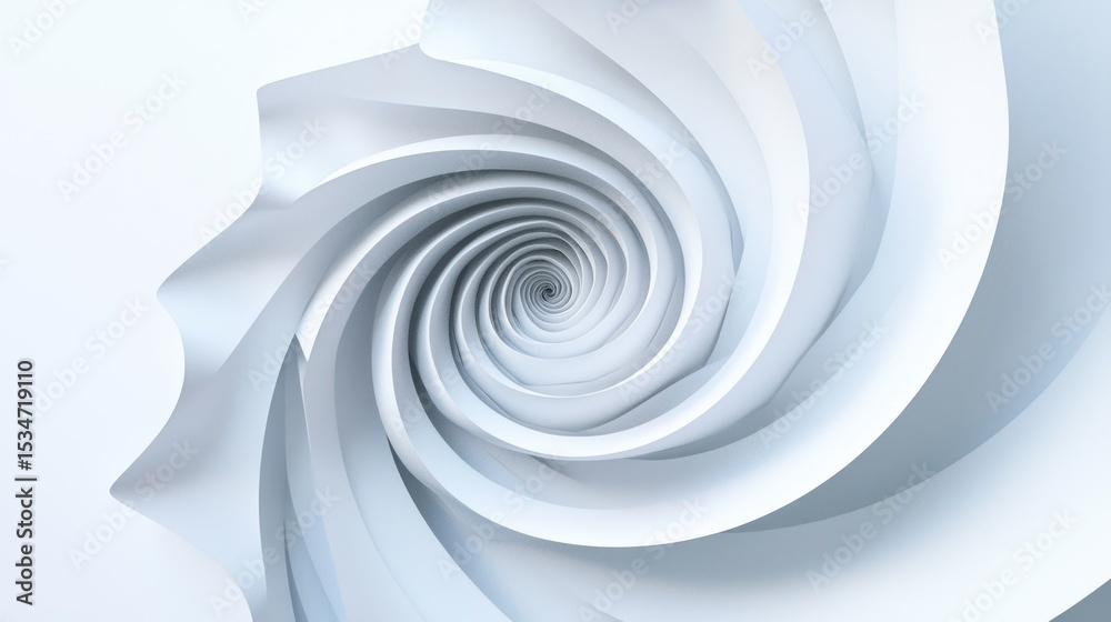 Fototapeta premium 3D render of a layered spiral paper shape sculpture on white background