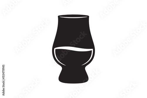 whisky glass silhouette vector art illustration on white background