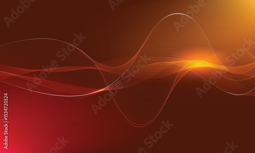 Abstract wave lines with glowing orange and red tones on a dark background, creating a warm and energetic visual ideal for tech, digital, or modern design themes.