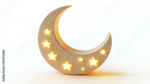 3D render of a moon and stars nightlight decor on white background