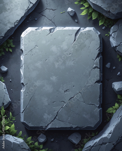 Anime Art Stone Table Flat Lay Top View Digital Drawing Clean Background illustration wallpaper background