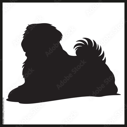 A black silhouette of a Bernese Mountain Dog