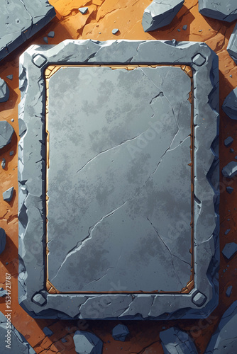 Digital Illustration Anime Style Stone Tabletop Flat Lay View Clean Artistic Design illustration wallpaper background