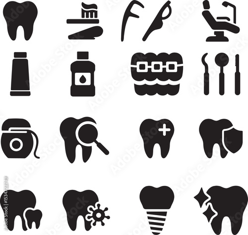 Professional Dental Icon Set for Clinics, Apps, and Branding.