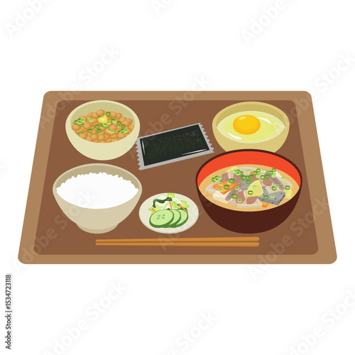 納豆豚汁朝定食