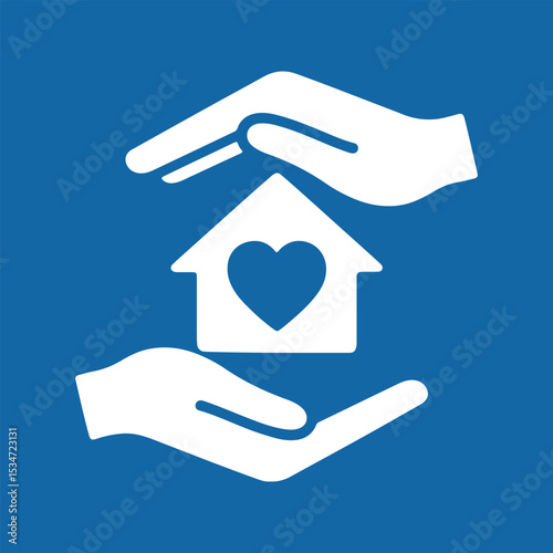 Hand Holding House Icon. Real Estate Home, Property & Mortgage Symbol.