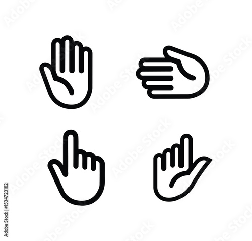 Diverse Hand Gesture Icons for Digital Interface and Interaction.