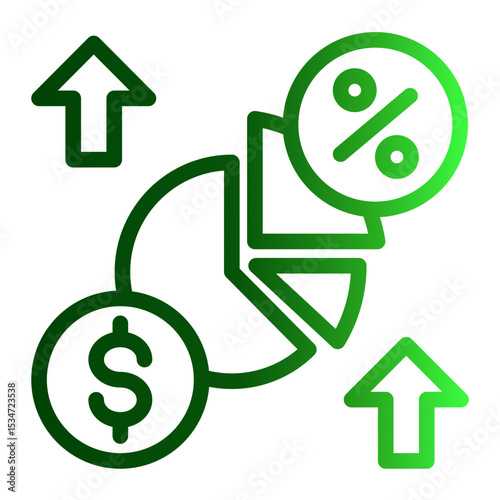 Financial Equity Growth Icon - Measure Profit Potential (Outline Gradient Style)