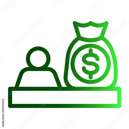 Capital Backer Icon - Business Funding Support (Outline Gradient Style)