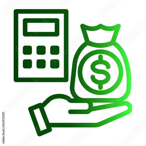 Financial Planning Icon - Manage Income & Costs (Outline Gradient Style)