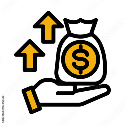 Revenue Surge Icon - Track Financial Success (Outline Color Lineal Style)