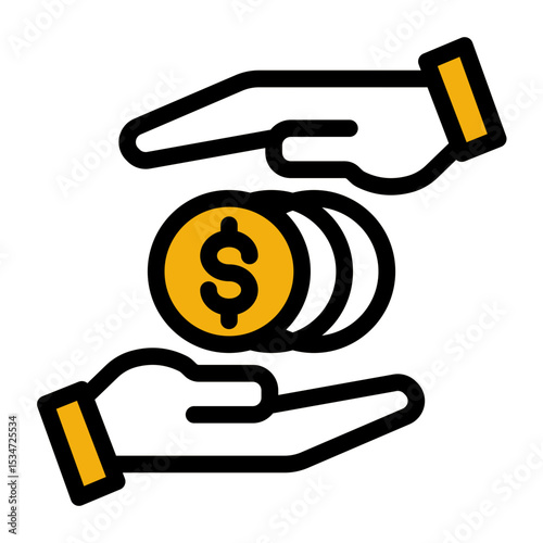 Financial Safety Net Icon - Secure Future Funds (Outline Color Lineal Style)
