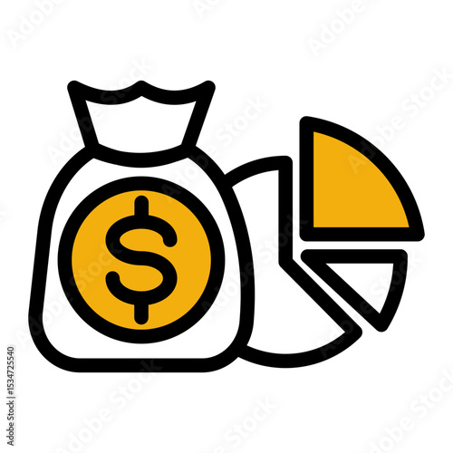 Budget Control Icon - Financial Planning Efficiency (Outline Color Lineal Style)