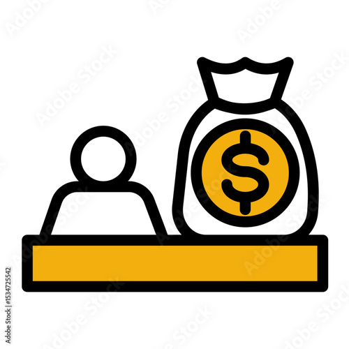 Capital Backer Icon - Business Funding Support (Outline Color Lineal Style)