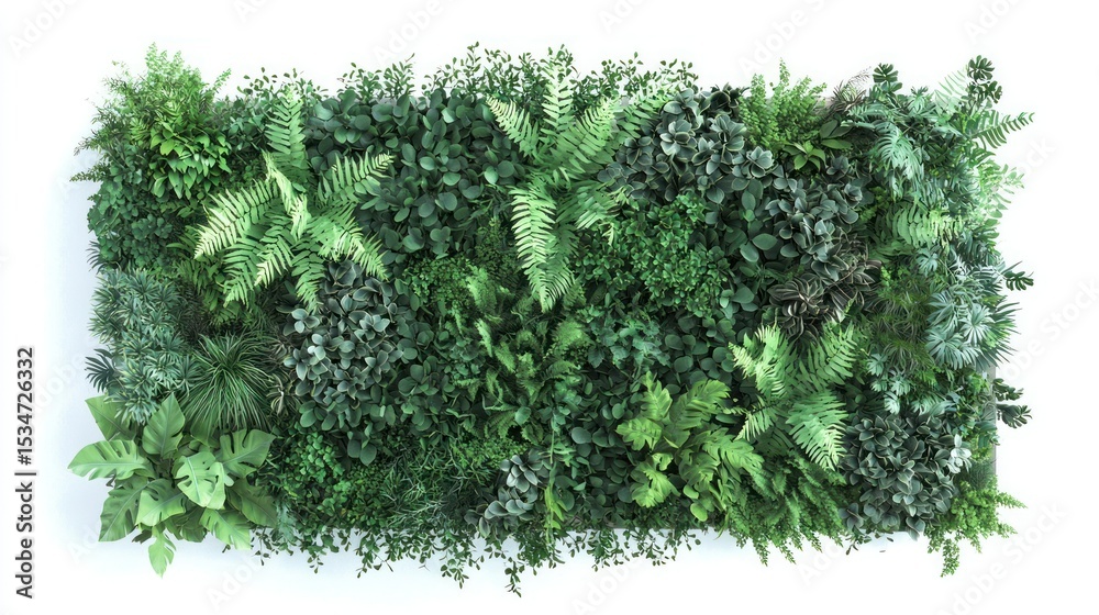 Obraz premium 3D render of a vertical wall garden panel decor on white background