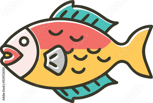 Detailed piranha fish illustration on white background