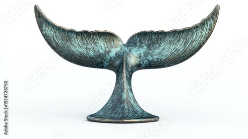 3D render of a whale tail sculpture for decor on white background
