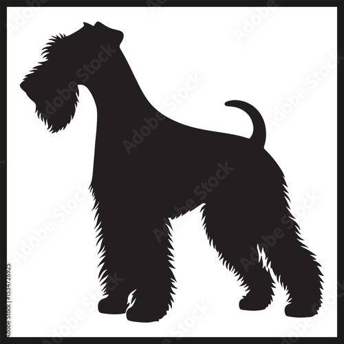 A black silhouette of an Airedale Terrier vector