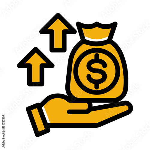 Revenue Surge Icon - Track Financial Success (Solid Color Lineal Style)