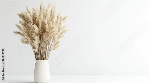 3D render of dried pampas grass in tall vase on white background