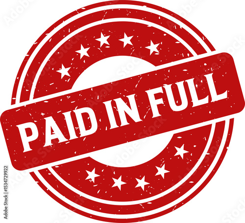 Paid in full red stamp, Stamp round style