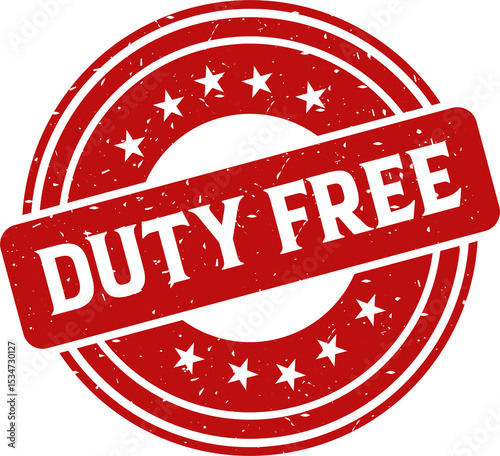 Duty free red stamp, Stamp round style