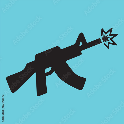 Illustration of rifle, pistol silhouette, firearm 