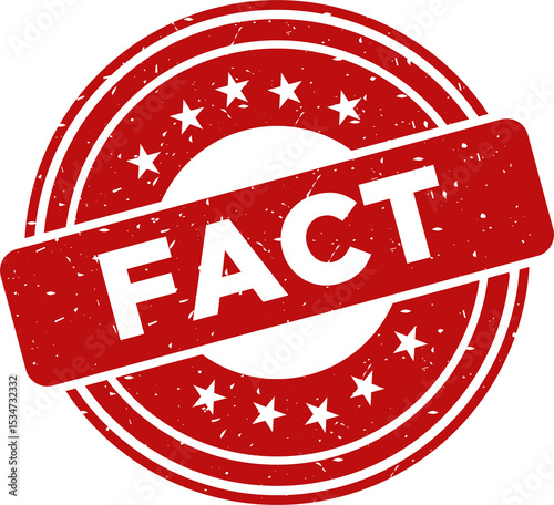 Fact red stamp, Stamp round style