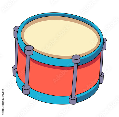 Cartoon Classic Red Drum Simple Design Icon Digital Source 