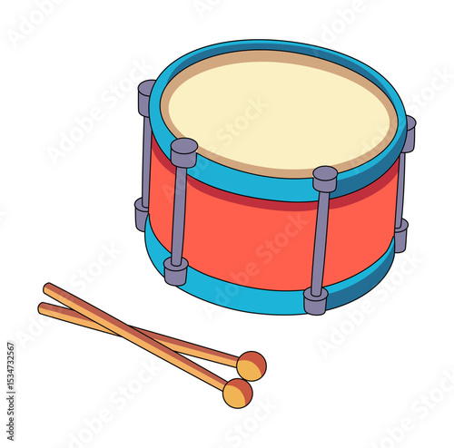 Cartoon Classic Drum And Stick Simple Design Icon Digital Source