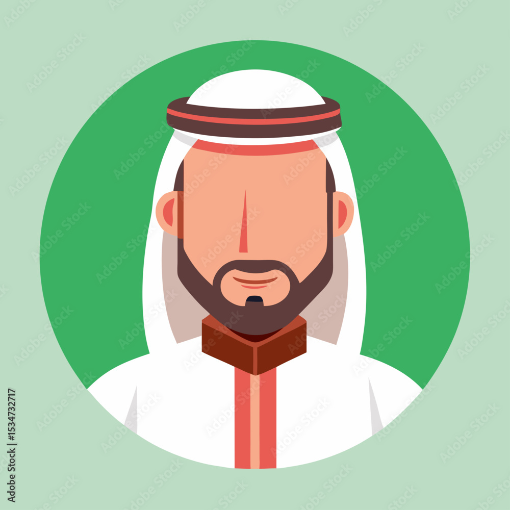 Fototapeta premium arabian man avatar colorful vector illustration, isolated on white background