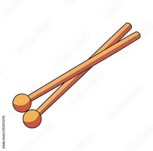 Cartoon Wood Stick Drum Simple Design Icon Digital Source 