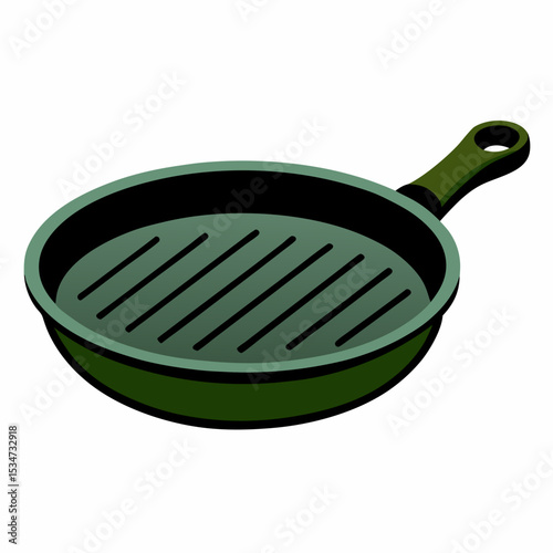grill pan colorful vector illustration, isolated on white background
