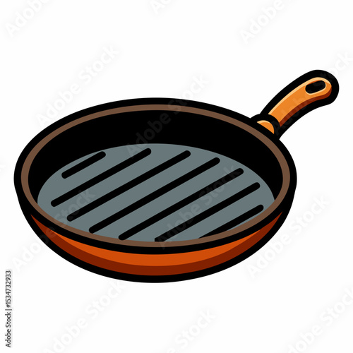 grill pan colorful vector illustration, isolated on white background