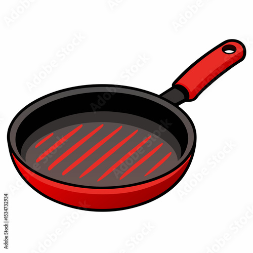 grill pan colorful vector illustration, isolated on white background