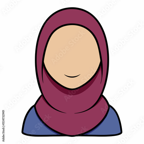 hijab women avatar colorful vector illustration, isolated on white background